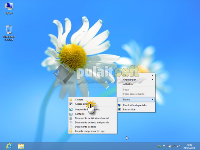 Crear acceso directo para apagar Windows 8